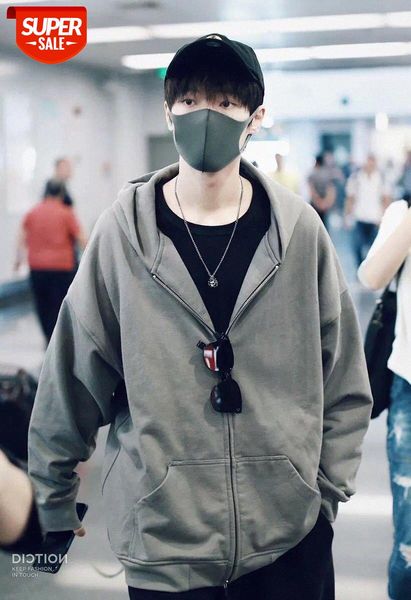 

fear of god sixth zipper cardigan sweater jerry with solid color terry coat #rq80, Black