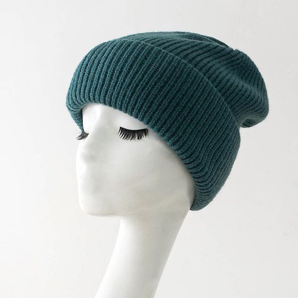 

beanies wool cap winter hats for women fashion warm beanie solid cover head bonnets women's knitted hat