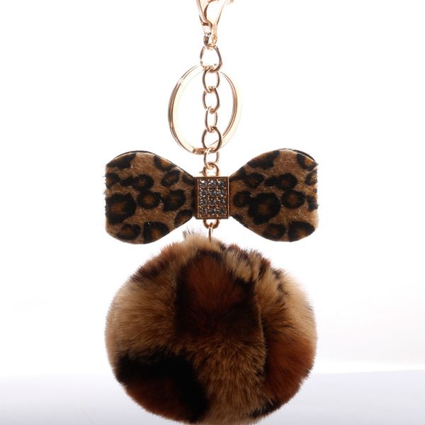 

leopard bow key chain selling leopard hair ball pendant lady bag pendanta1, Silver