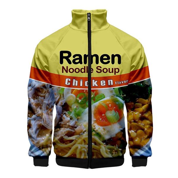 

men's hoodies & sweatshirts japan ramen noodle soup 3d stand collar hoodie fashion men women zipper jackets long sleeve clothes, Black