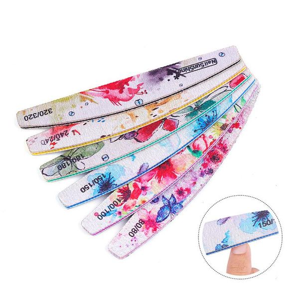 

nail files 6 pieces sandpaper file 80/100/150/180/240/320 professional flower sanding buffer double sided for gel polish manicure tool