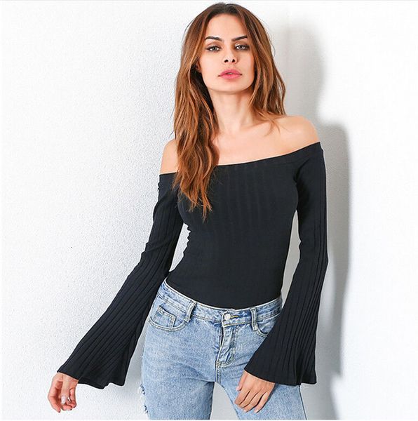 

womens t-shirt off shoulder baggy ladies chunky knitted long sleeve jumper summer t-shirts women clothes new fashion, White