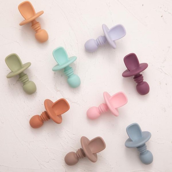 

baby silicone spoon fork set bpa cute learning lunch eating tableware children's products cups, dishes & utensils