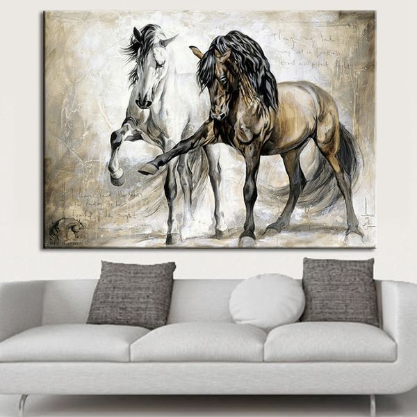 Stampe su tela con pittura a cavallo vintage per ristorante, decorazioni per la camera da letto Pitture decorative di animali moderni