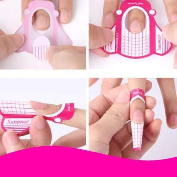 

nail extension tips form guide stickers professional home use 100/500pcs j9 false nails, Red;gold