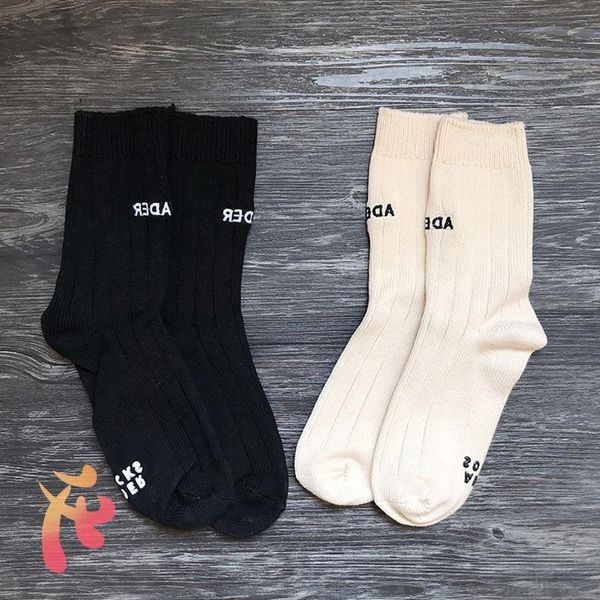 

men's socks thick adererror needle letter embroidery men women's cotton tube fashion casual couples, Black