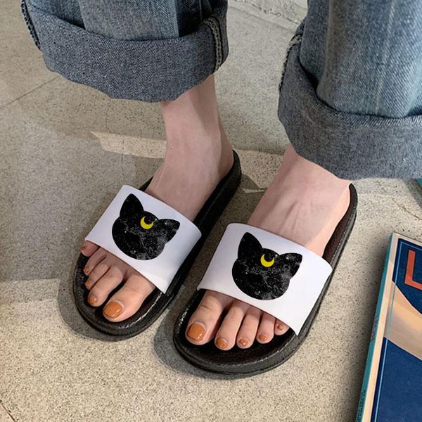 

slippers shoes for women summer bathroom anti-slip open toe flip flops flat home indoor beach soft sole slide ladies sandals, Black