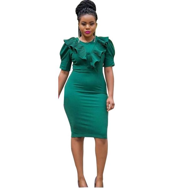 

ethnic clothing african dresses for women high waist puff sleeve africa 2021 fashion pleated patchwork ol pencil dress gown, Red