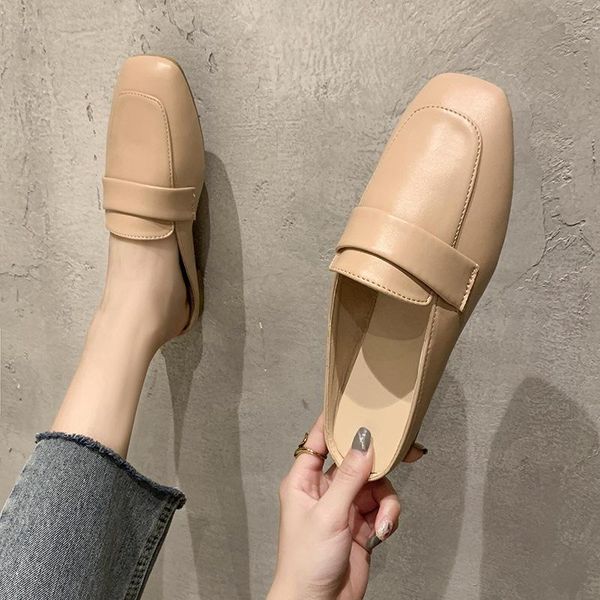 

slippers women summer low cover toe luxury slides female mule shoes without heel loafers pantofle designer mules flat 2021 rome, Black