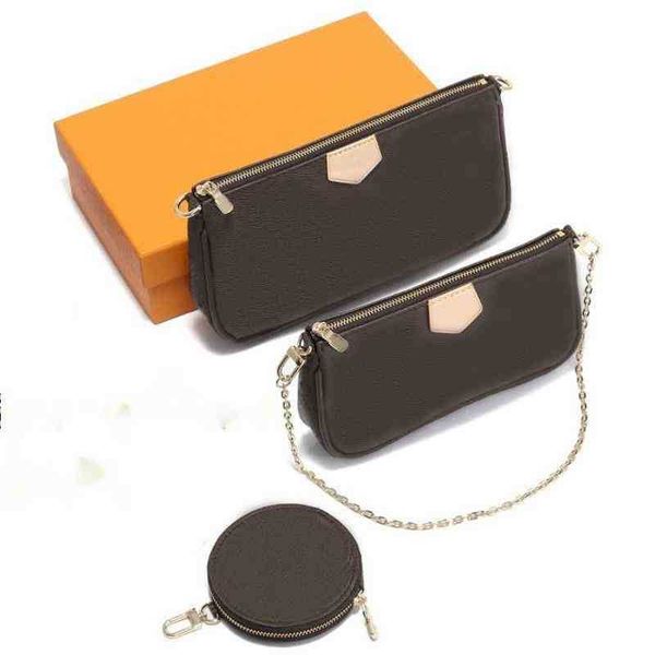 

Women Luxurys Designer chain bags handbags multi pochette triple Multifuncti square real leather shoulder quilted messenger high quality, Black