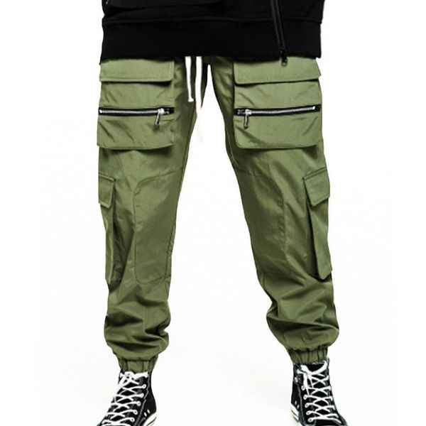 

harajuku men cargo pants streetwear hip hop joggers multi pockets sweatpants harem for casual military male trousers men's, Black