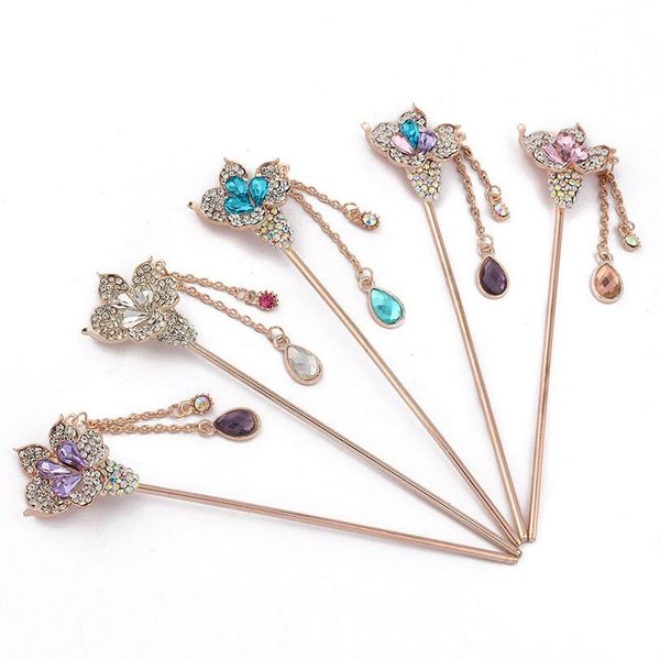 

step by steps fringed glass hairpin children's headgear hair pin gsfz049 mix order hairpins, Golden;silver