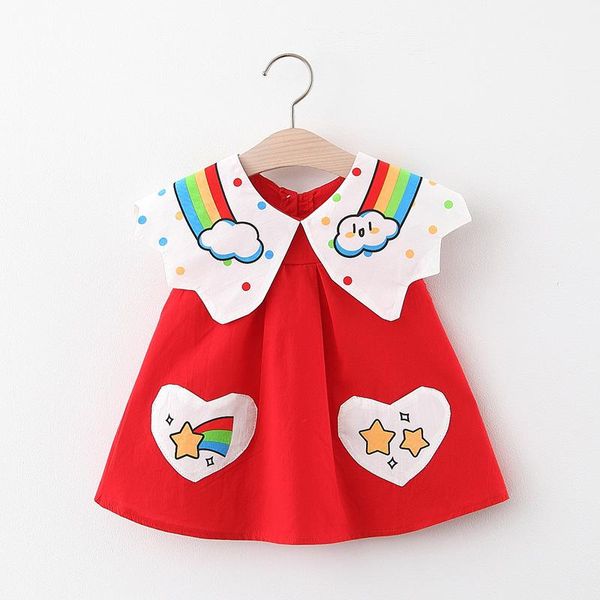 

girl's dresses 2021 cool summer baby clothes dress for born girls sleeveless infant babies clothing 1st birthday princess, Red;yellow