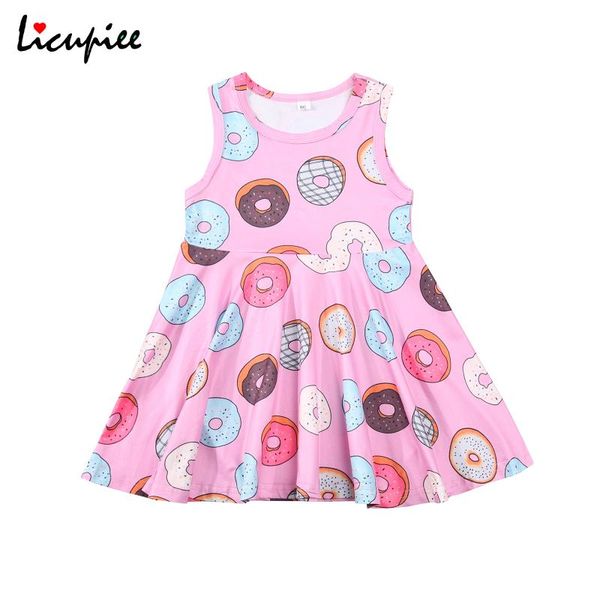 

girl's dresses baby girl kids girls fashion sleeveless doughnut print dress stylish for children, Red;yellow