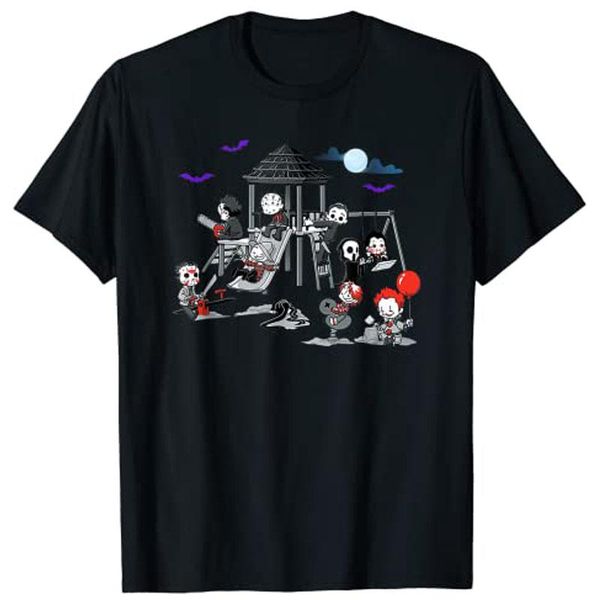 

men's t-shirts horror clubhouse in park halloween costume gift t-shirt, White;black