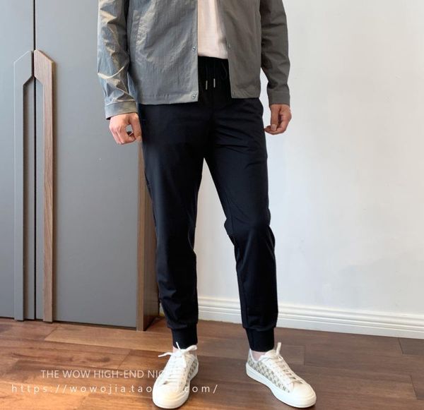 

recommends self retaining giant comfortable high end craft light knitted men's casual pants and wei spring summer, Black