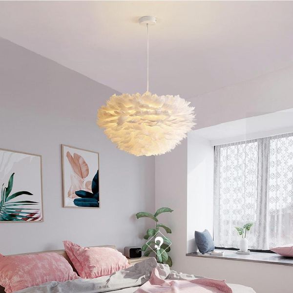 

pendant lamps 80cmled feather chandelier nordic bedroom light simple 20w modern creative personality