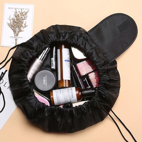 

storage bags lazy cosmetic bag, drawstring waterproof magic makeup pouch large capacity travel toiletry portable bag