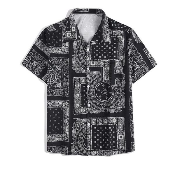 

men's casual shirts summer mens short-sleeved tropical hawaiian vacation style t-shirt plant cashew flower shirt loose, White;black