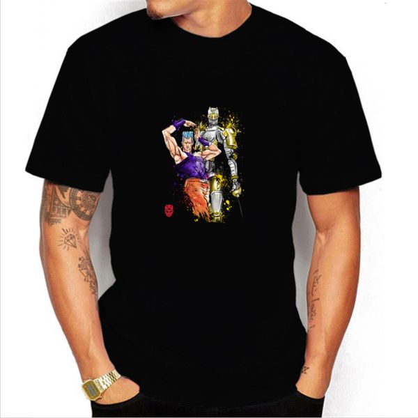 

men's shirt japanese cartoon jojo's wonderful adventure men's cotton short sleeve t-shirt, White;black