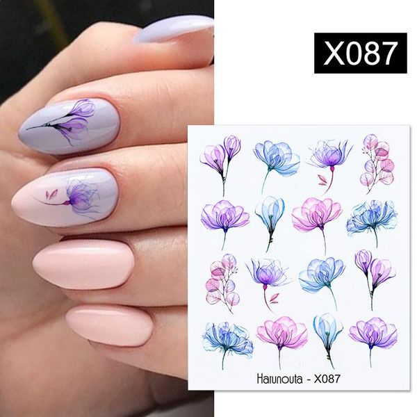 

stickers & decals harunouta purple blue flowers ink blooming nail water geometry line ripple french manicuring foils wraps, Black