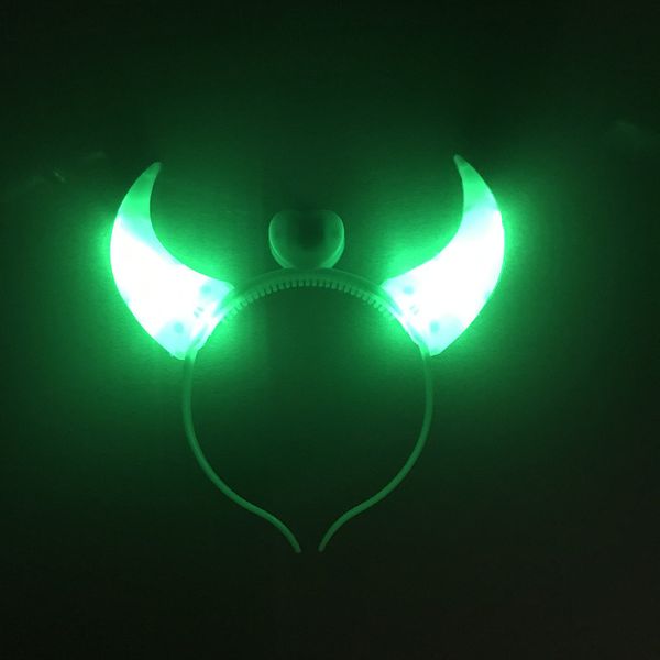 

led rave toy devil horn light up headband flashing-horn halloween & christmas party decor glitter headwear 4674 q2