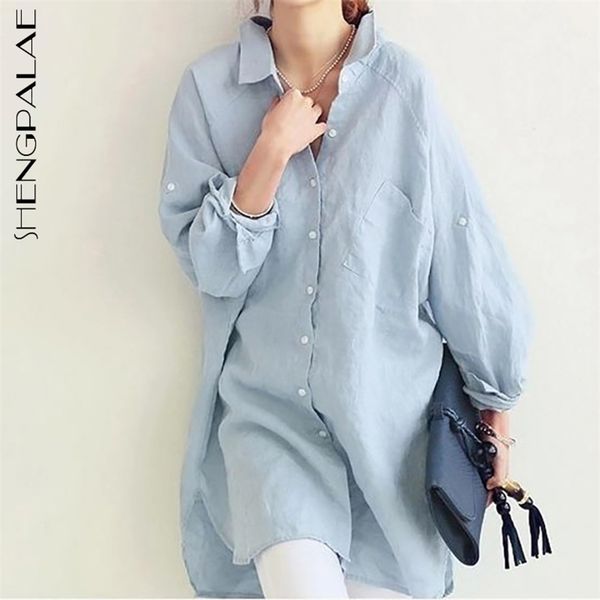 

minimalist sunscreen blouse women's summer lapel large size single breasted back button long sleeve shirt 210427, White