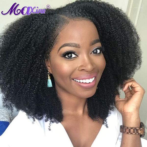 

brazilian kinky curly wigs for women 150% density 13x4 lace frontal wig front human hair wigs1, Black;brown