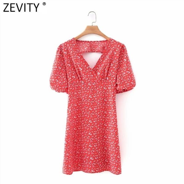 

women elegant v neck lantern sleeve floral print mini dress chic female backless bow tied party vestido ds5010 210420, Black;gray