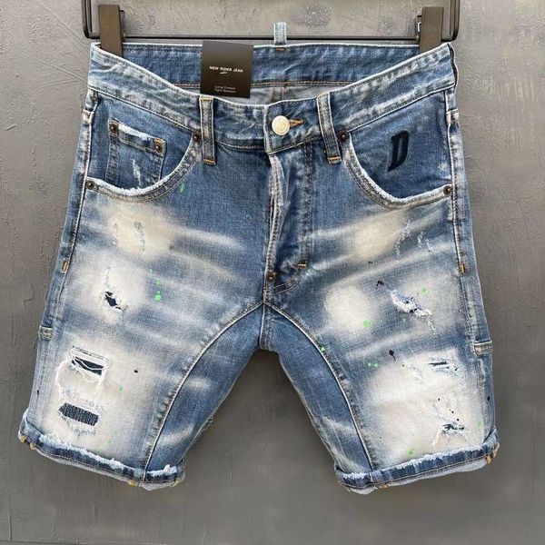 

2021 italian european and american fashion men's casual jean shorts, high-grade washing, pure hand grinding, quality optimization ladt1, Blue