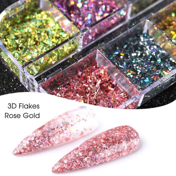 

grids manicure glitter powder ultra-thin irregular sequins nails accessories stickers nail art decoration1, Silver;gold