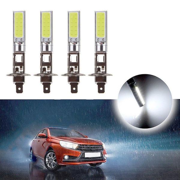

car headlights 4pcs h1 h3 cob led headlight driving light lamp bulb white 6000k automobile super bright auto lighting headlamp