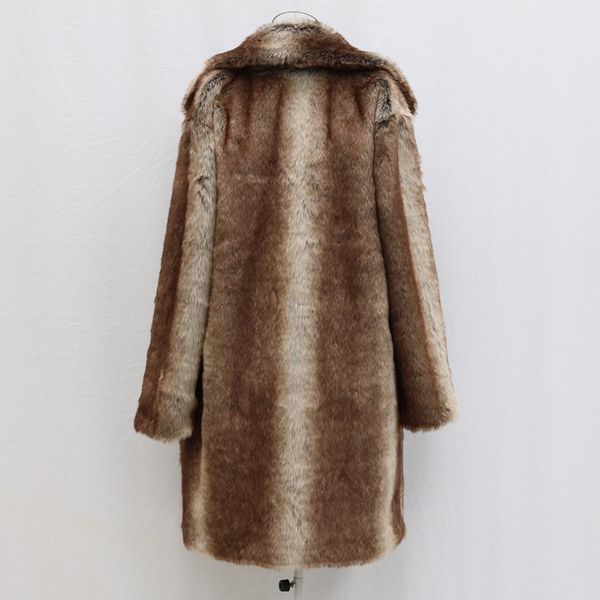 

men's faux fur coat winter large jacket fashion casual lapel mixed color long sleeve comfortable fur long coats 9y9446, Black