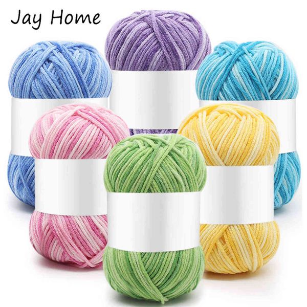 1 pc 100 jardas Multicolor Malha Leite Algodão Sweater Scarf Crochet Fio de Lã Diy Craft Tecelagem Fio Acessórios De Costura Y211129