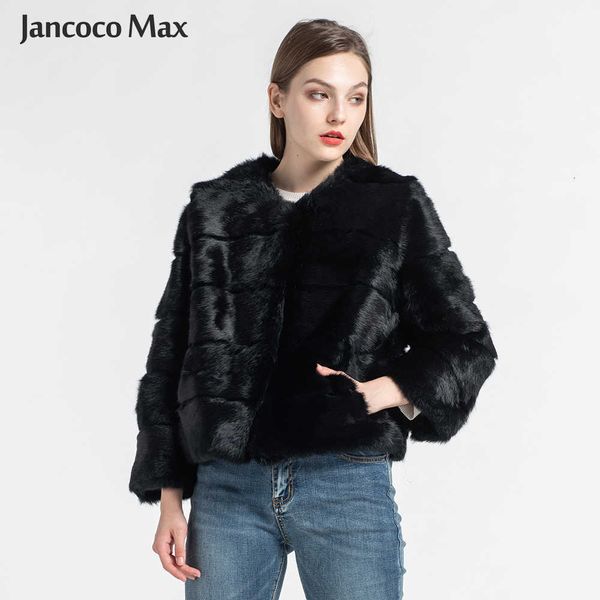 

women's real rabbit fur coats fashion natural fur short jacket lady overcoat s1538 t191118, Black