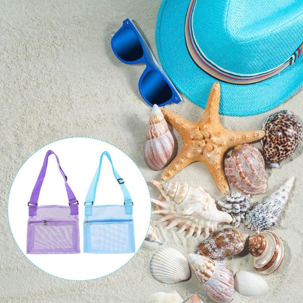 

storage bags 2pcs large breathable beach toys seashell pouchs travel
