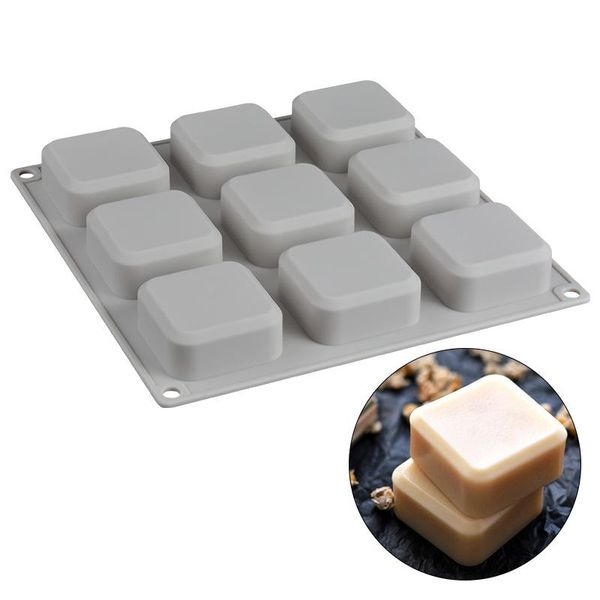 

cake tools grade silicone 9 holes 3d square diy mousse fondant molds cookie chocolate mould decorating 23*22.5cm