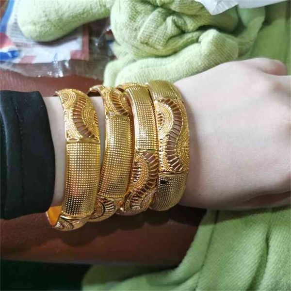 

24k wave bracelet ethiopian 4pcs/lot dubai wedding bangles for women arab african gold color bracelet jewelry middle east gifts-a, Golden;silver