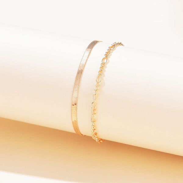 

women's smooth chain two piece bracelet japanese and korean fashion simple jewelry bracelet, Golden;silver