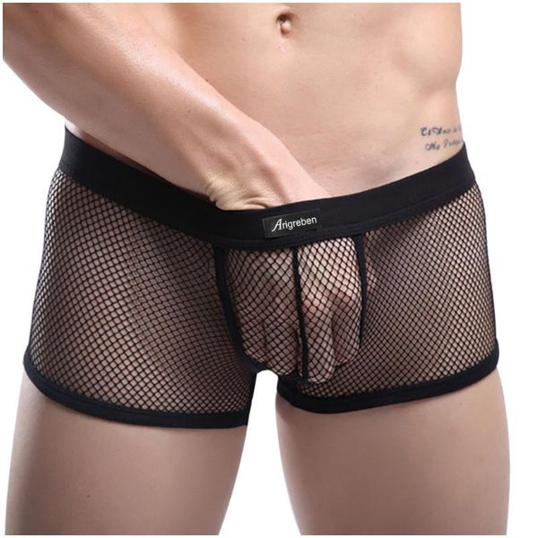 

underpants men's underwear transparent g-string thong mesh briefs breathable panties perspective male bikini solid boxer, Black;white