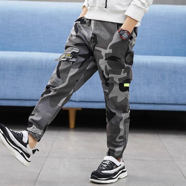 

boy camouflage pants cotton cargo trousers for boys spring children sweatpants kids sports casual pant 5 colors, Blue