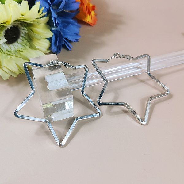 

new hoop earrings star charming retro popular exaggerated trendy casual cute young vogue gift woman girl show party gentle magazine shiny ca, Golden;silver