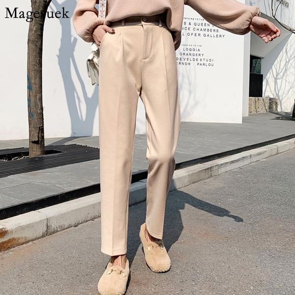 

loose women high waist black pants sweatpants trousers autumn winter thicken warm woolen harem 11887 women's & capris, Black;white