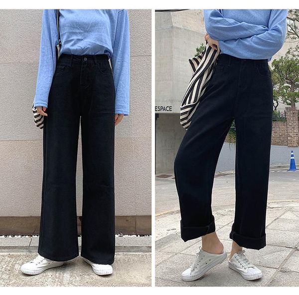 

2011wide leg jeans women maxi loose street jeans mujer plus size black white high waist jeans femme boyfriends mom denim pants, Blue