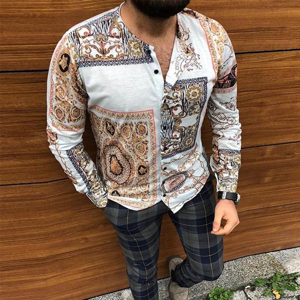 

men's casual shirts autumn fashion leopard print long sleeve for men button turn-down collar shirt slim streetwear bluas, White;black