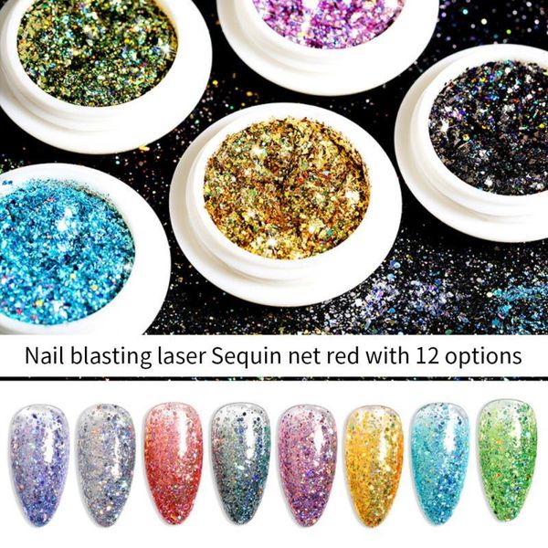 

nail glitter 12 colors sequins laser art boxed decorations ultra-thin diy manicure tool dropship, Silver;gold