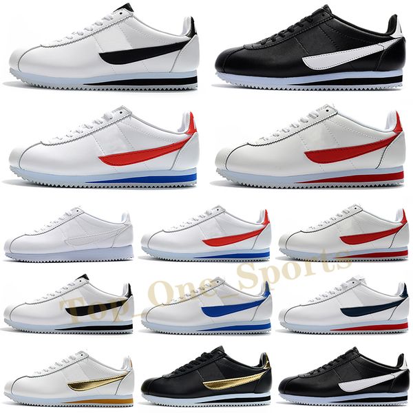 

classic shoes black white blue lightweight run chaussures cortezs leather sneakers