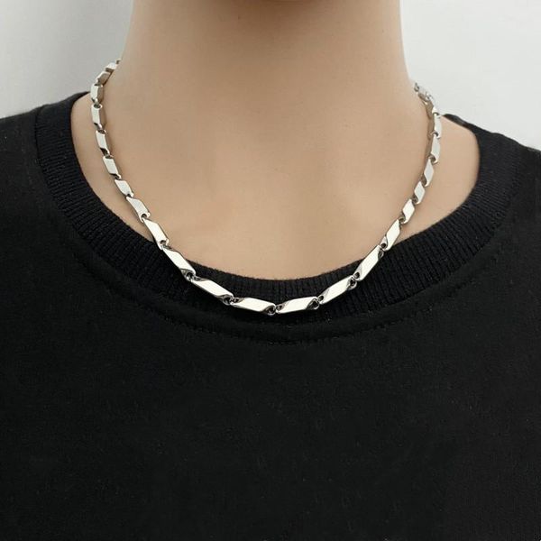 

chains men necklace 2021 stainless steel neck chain for geometric link wholesale accessories lobster simple buckle, Silver