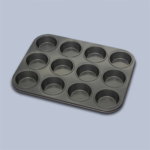 Molde de cozimento 12 Mesmo redondo bandeja de tamanhos de bolo de bolo não-vara Muffin Home 210423