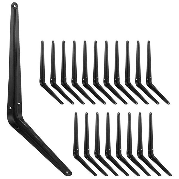 

hooks & rails 10 pack shelf brackets 12 inch, heavy duty l corner brace support, metal joint angle bracket for hanging,